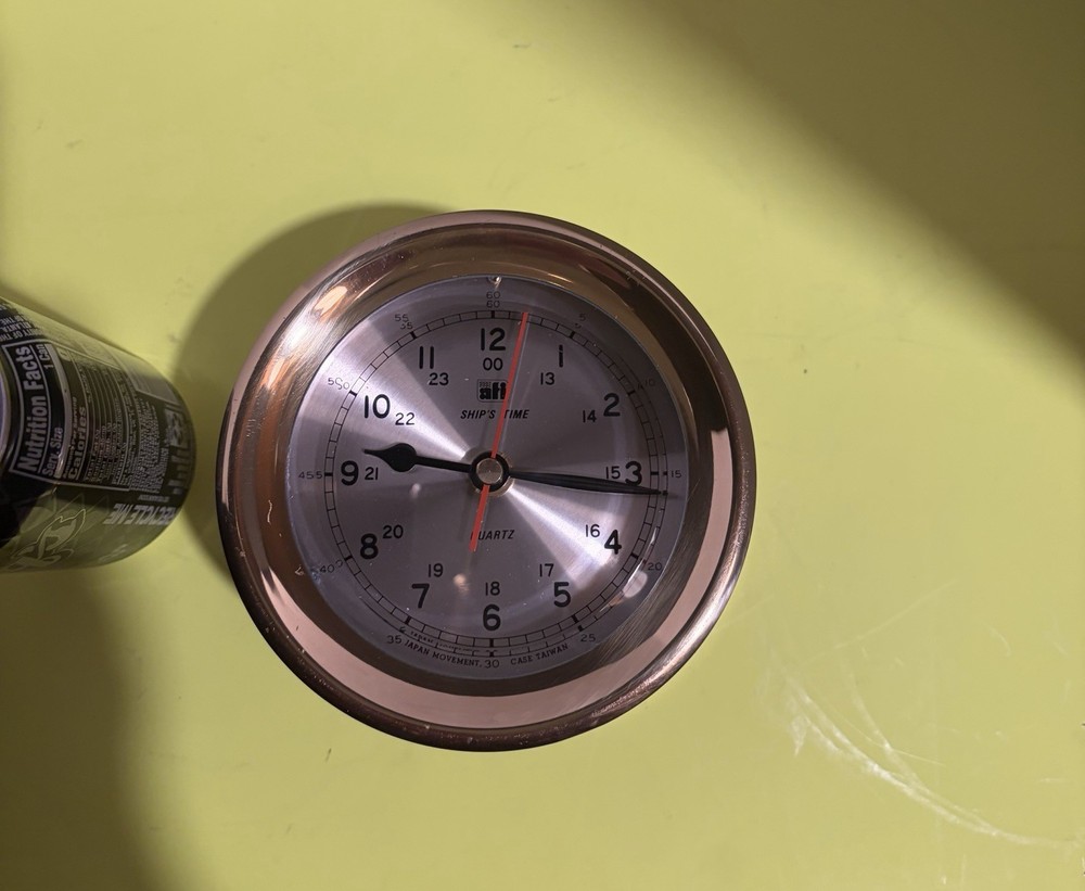 Vintage Ship’s Time Quartz Brass Clock Works 5”