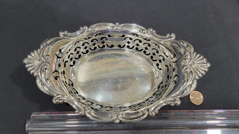 Vintage Gorham Sterling Silver Pierced Oval Bowl