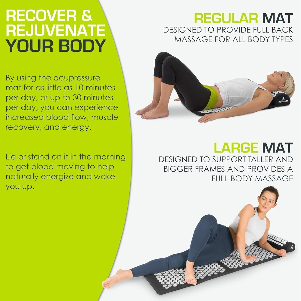 Black/White Acupressure Mat and Pillow Set - Neck & Back Relief Solution
