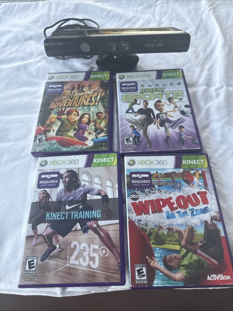 Microsoft Xbox 360 Kinect Connect Motion Sensor Bar W/ 4 Games!