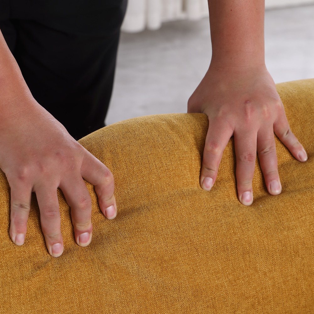 Chenille 2 Seat Sofa Sectional with Iron Frame, Yellow