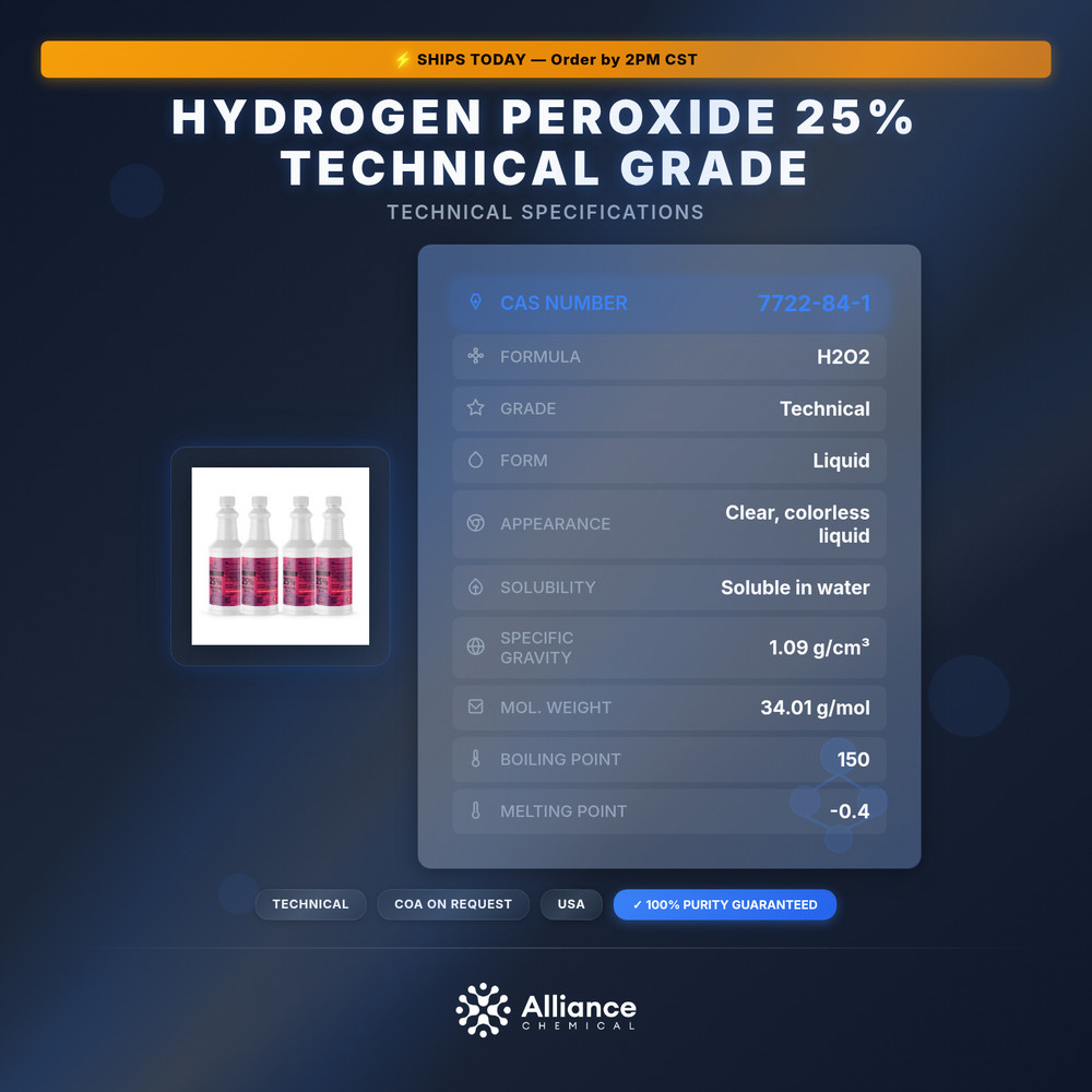 Hydrogen Peroxide 25% Technical Grade - 4 Quarts