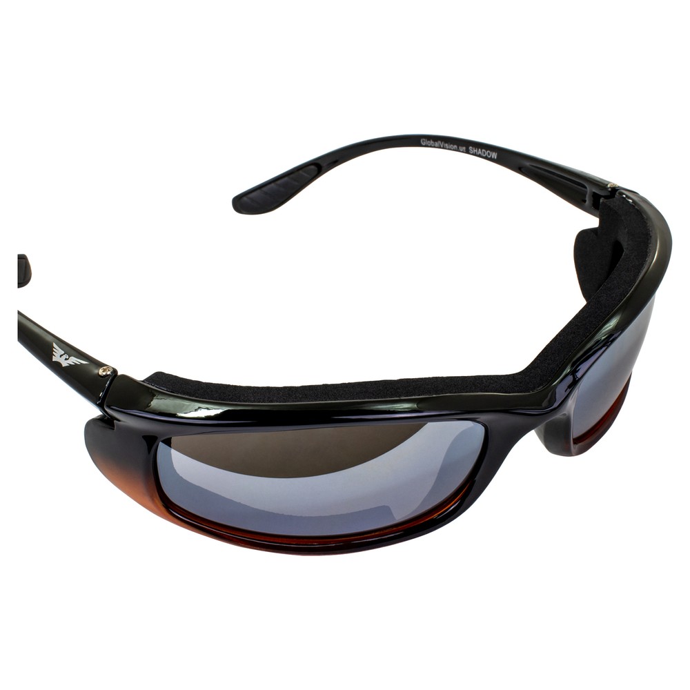 Shadow Motorcycle Riding Sunglasses Black and Orange Frames Flash Mirror Lens