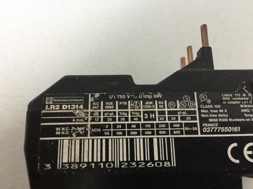 TELEMECANIQUE LR2 D1314 OVERLOAD RELAY
