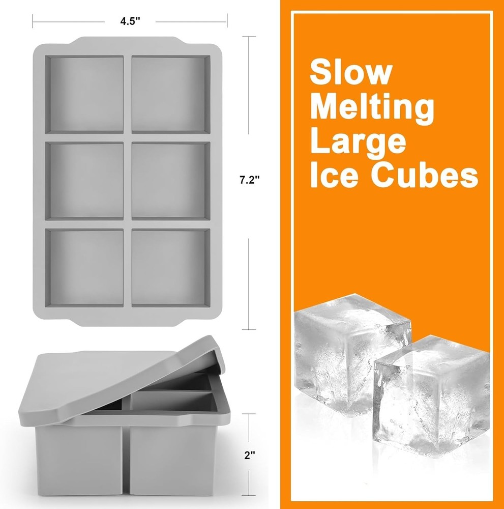 Stackable Ice Cube Trays with Lid - Perfect for Whiskey & Soup Prep - 2 Pack