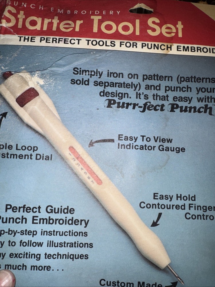 Vintage Embroidery Needle Punch Pen Kit Stitching Tool Set
