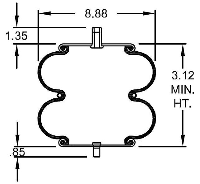 Double Convoluted Air Spring Bag Replace Firestone W01-358-6897 Goodyear 2B9-229