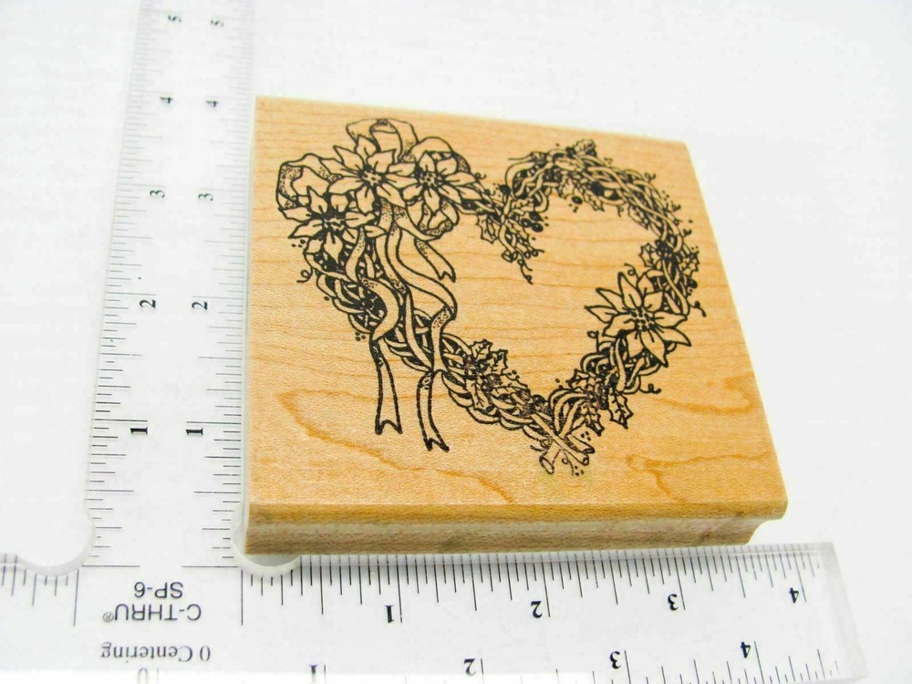 Wreath Heart Rubber Stamp - Stamp Set A91