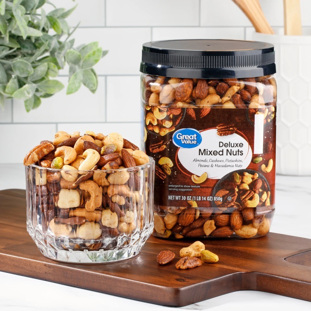Deluxe Gourmet Mixed Nuts 30 oz Large Bulk Can Salted Roasted