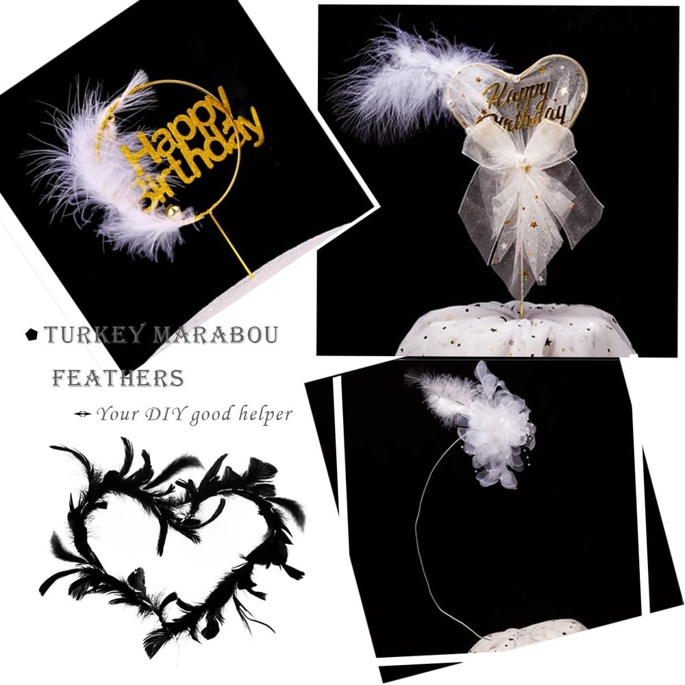 100pcs White Feathers Fluffy Turkey Marabou 4-6 Inches for