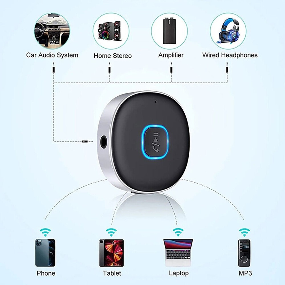 Bluetooth Receiver 3.5mm AUX Car Adapter Wireless Audio Receiver for Home Stereo
