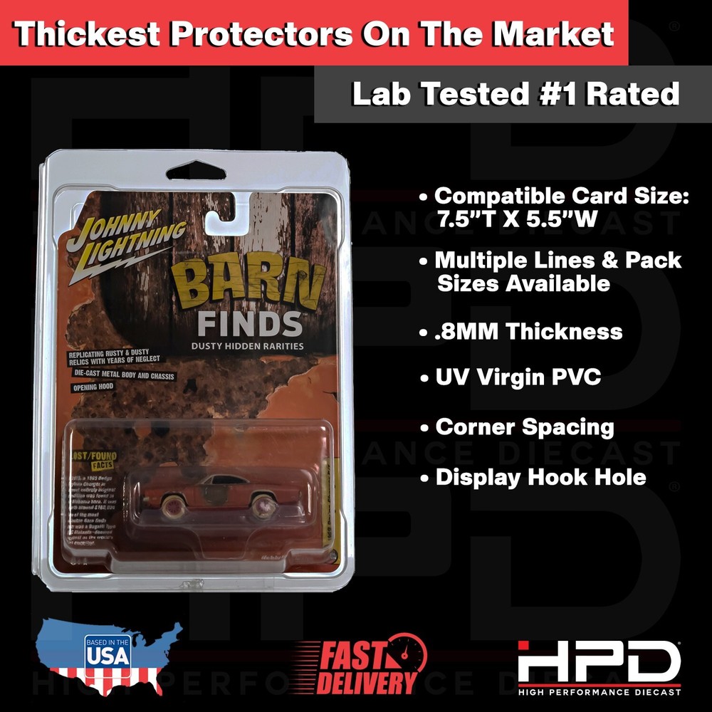10 PACK HPD PROTECTOR CASE (JOHNNY LIGHTNING / AUTO WORLD) .8MM HEAVY DUTY