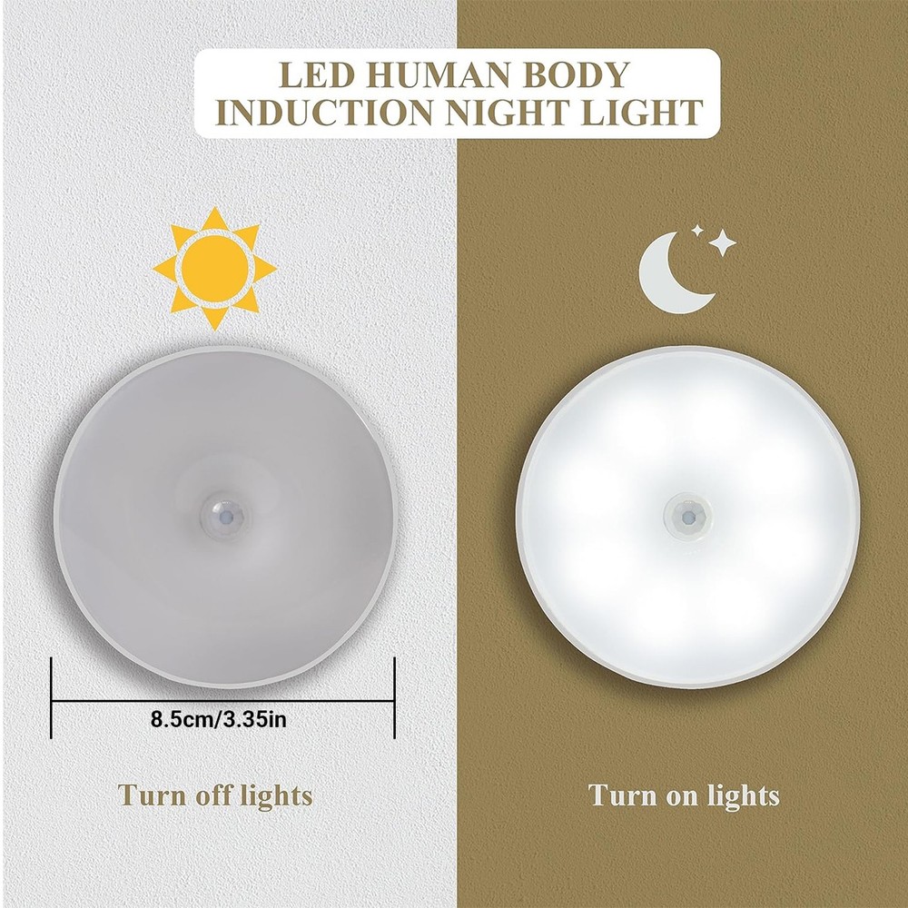 6PCS LED Motion Sensor Under Cabinet Closet Light USB Rechargeable Kitchen Lamp