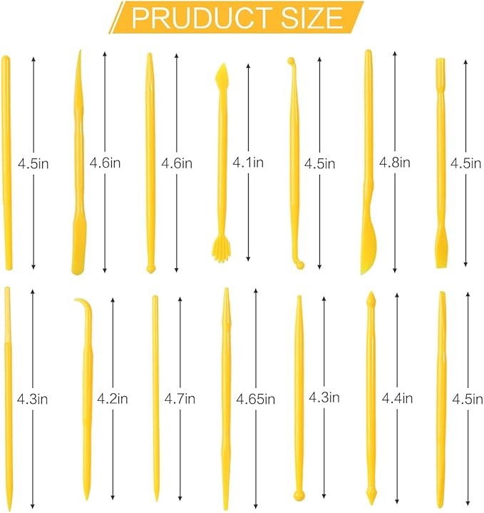 14Pcs Clay Tools Polymer Carving Set DIY Plastic Kit for Pottery Modeling