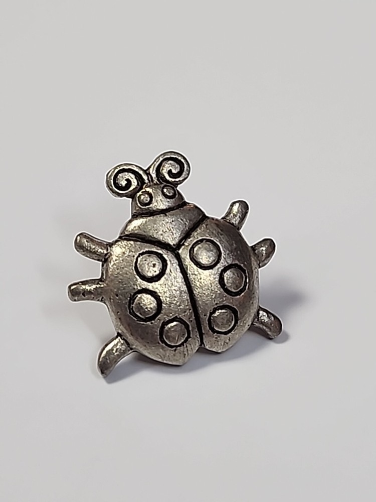 Ladybug Beetle Lapel Pin Silver Color Metal