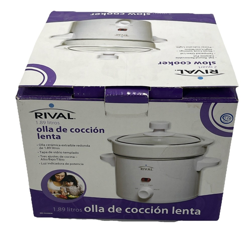Rival 2 Quart Slow Cooker with Removable Ceramic Pot and 3 Cook Settings {145}.