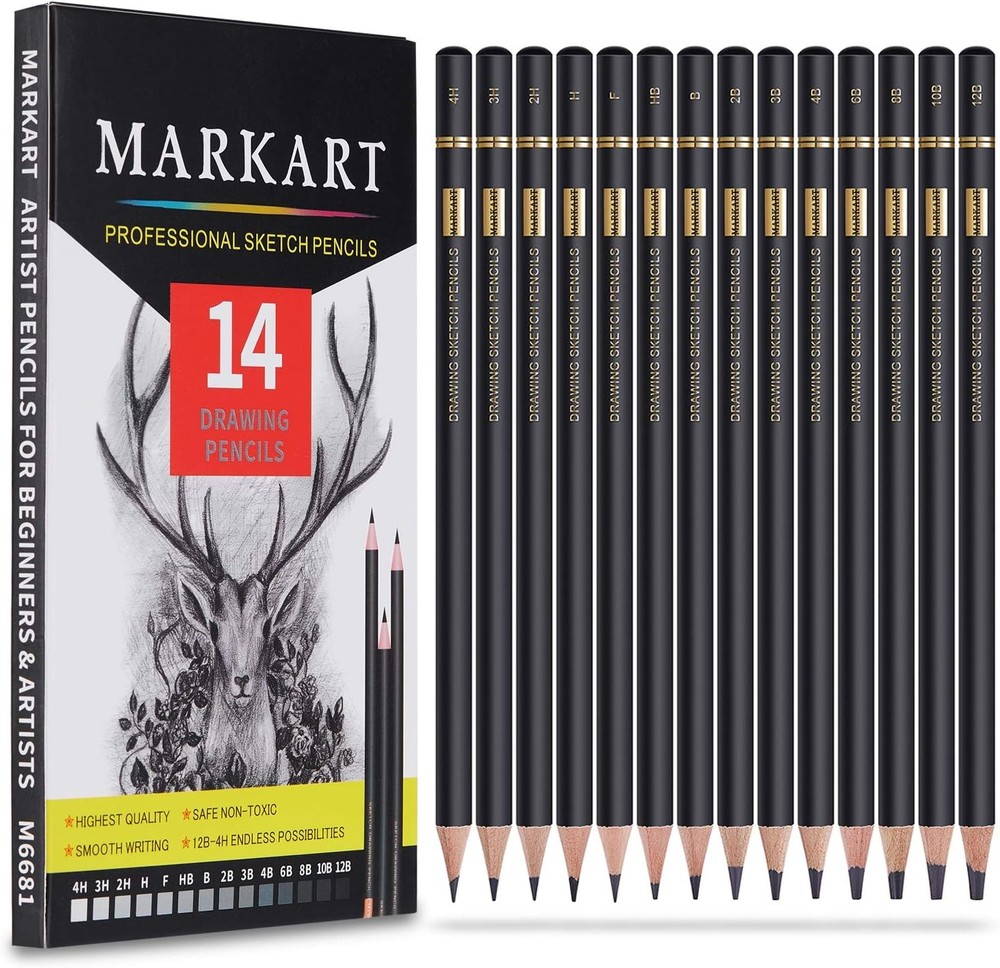 Profal Ding Sketching Pencil Set - 14 Pieces, Graphite,
