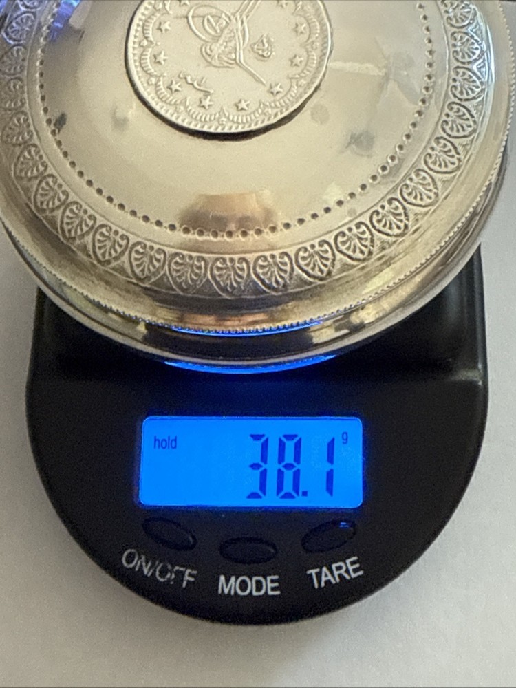 Solid Silver Turkish Ottoman Kurush Coin Box Gilded Inside Marked AG 800