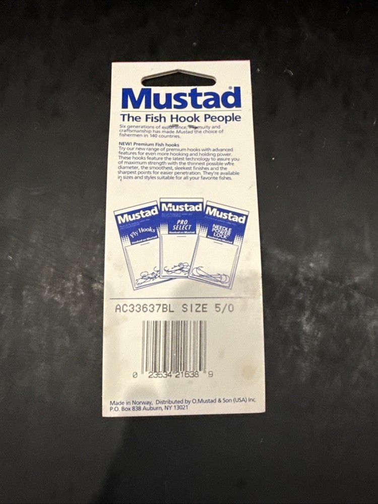 Mustad Ref AC33637BL Size 5/0 Qty 8 Per Pack