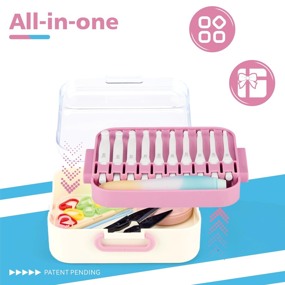 10 Size Interchangeable Crochet Hook Set 15 PCS Ergonomic Jelly-Grip Handle