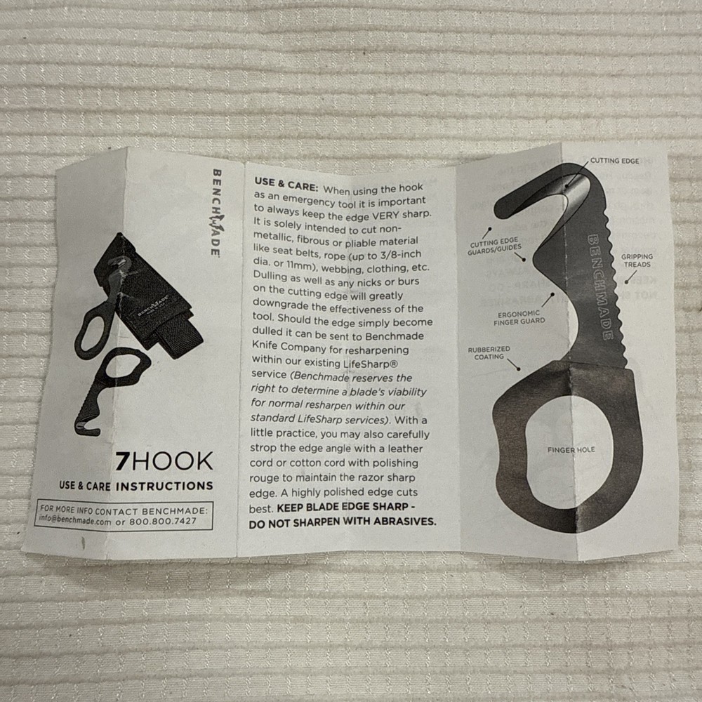 Benchmade Black 7 Hook Safety Strap Cutter