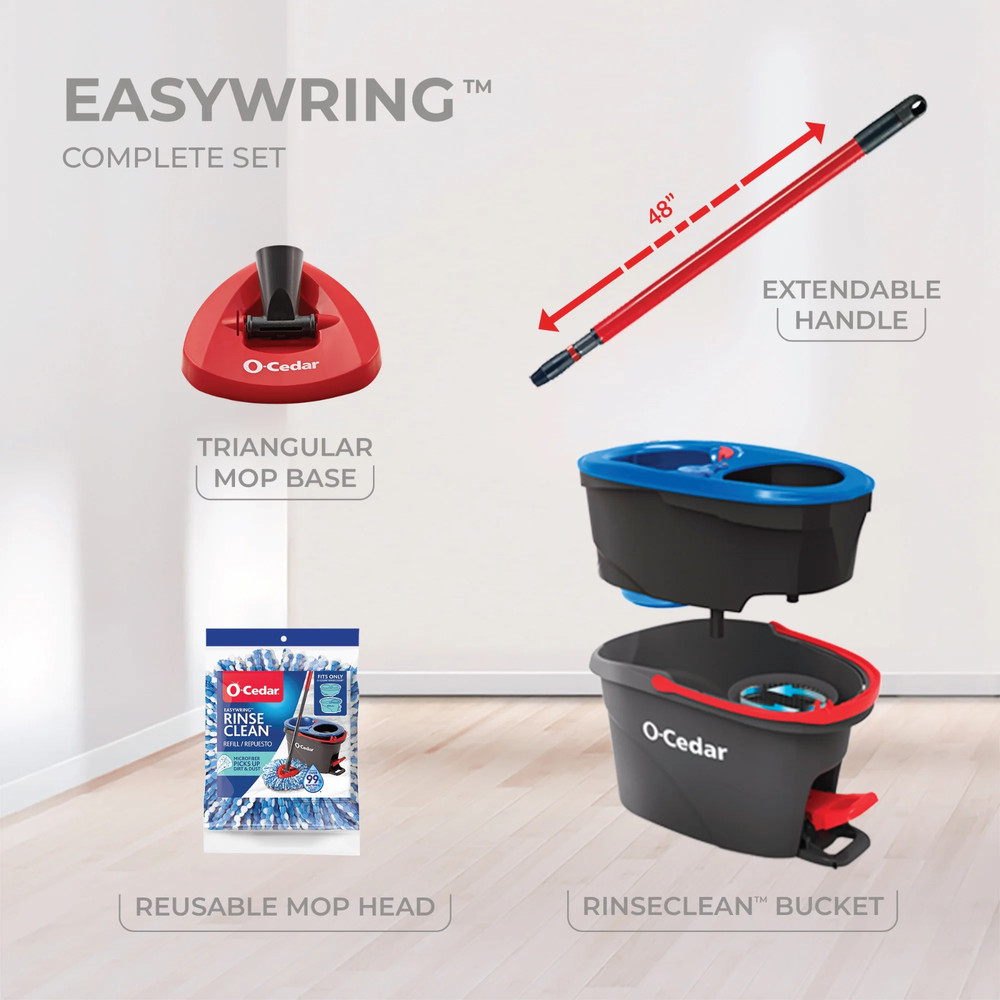 O-Cedar RinseClean Spin Mop & Bucket System,Clean with Clean Water - NEW