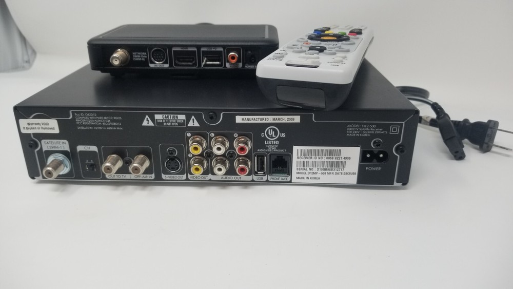 Direct TV Satellite Receiver Cable 2 Box MODEL D12-500 Bundle