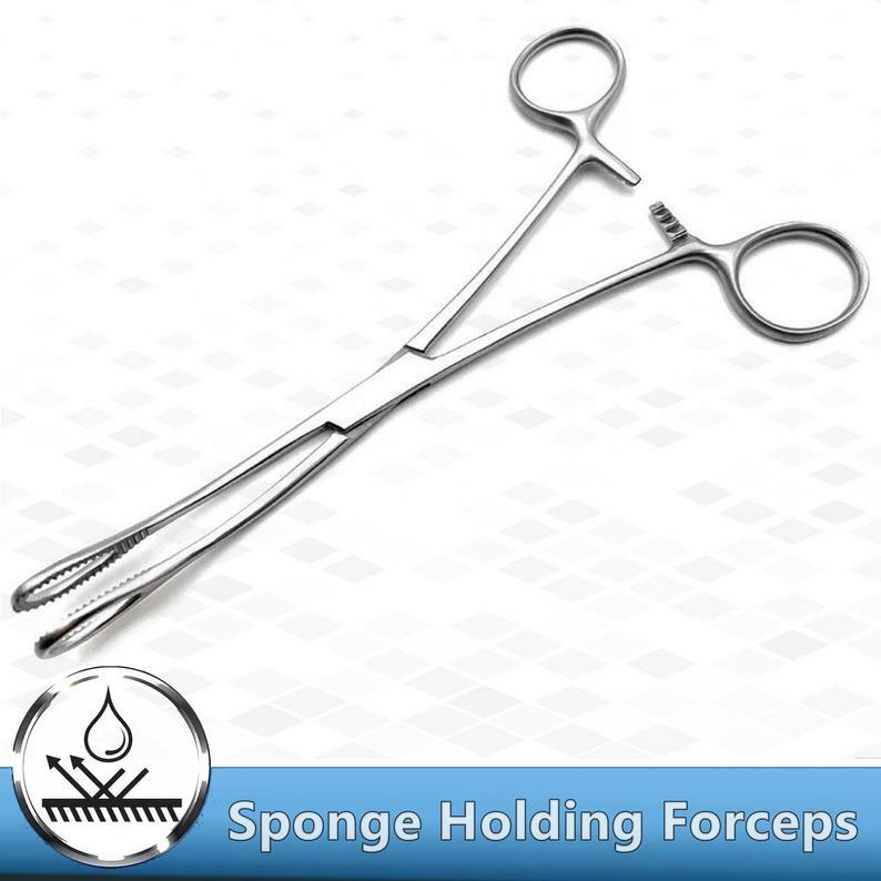 Body Piercing Forceps Kit Hemostat Sponge Clamp 7" Curved