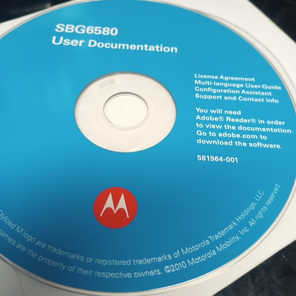 Motorola SBG6580 User Documentation CD-ROM License Agreement Configuration Ass