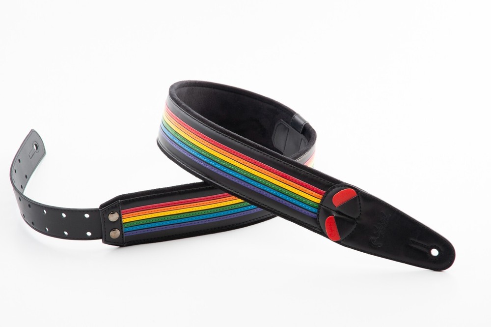 RightOn! Mojo Prisma Rainbow Black Guitar Strap