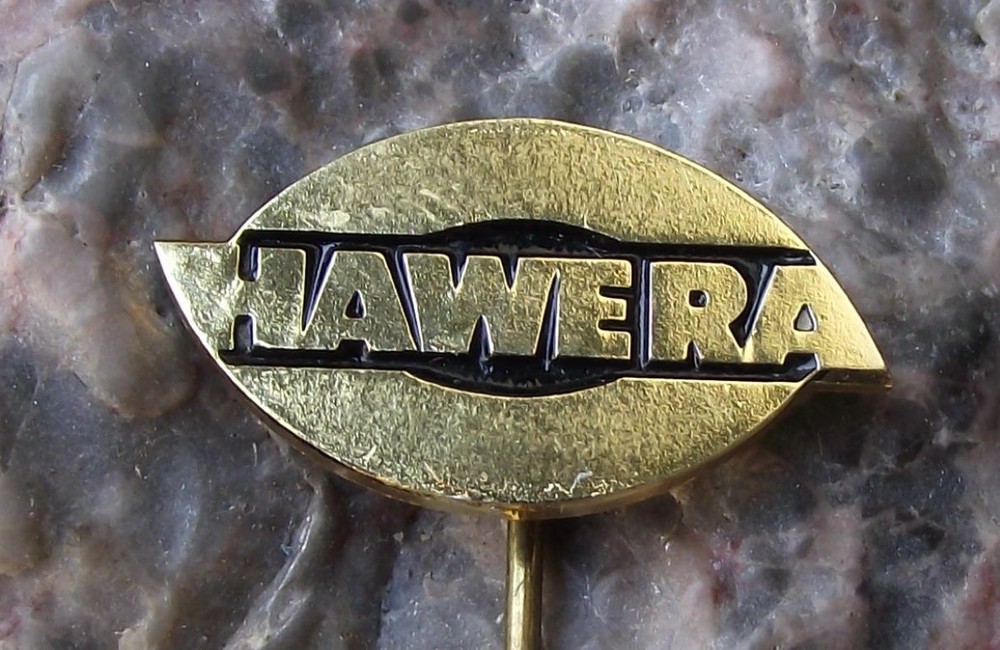 Antique Hawera Engineering Saws Drills Cutting Tools Logo Pin Badge