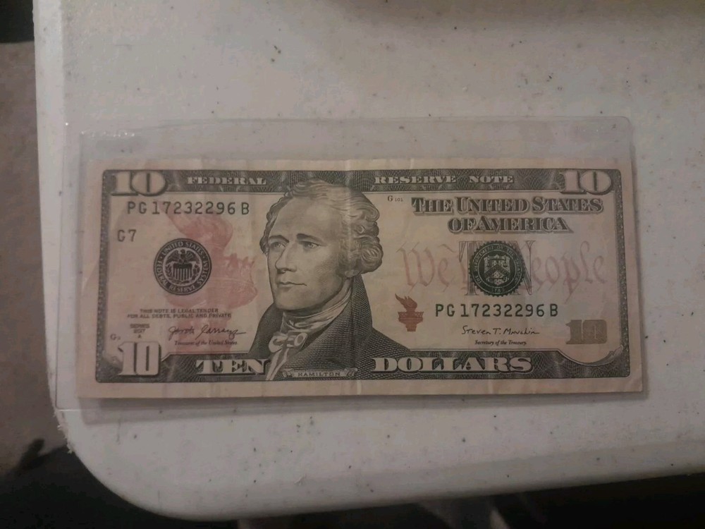 2017 A 10 Dollar Bill Ink Through Error