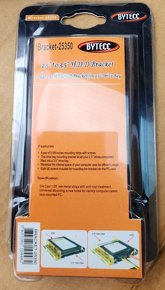 Bytecc Computer Drive Mount Kit BRACKET-25350 allows two 2.5in drive to 3.5in