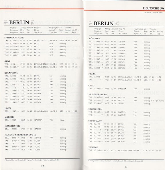 Deutsche BA timetable 1994/03/27