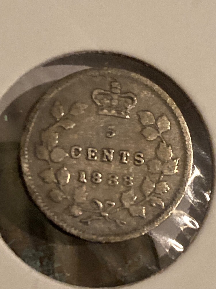 1888 Canada 5 Cents Silver Coin