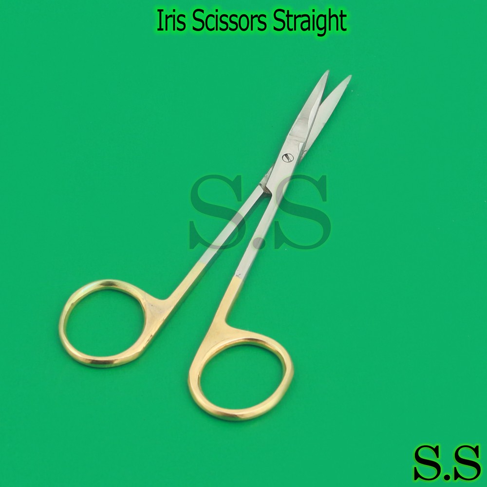 O.R GRADE Iris Scissors Straight Sharp Sharp reusable gold plated handle 4.5"