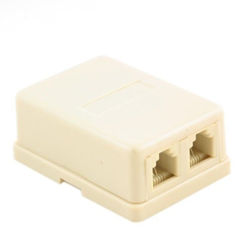Wideskall® Wall Surface Mount Dual Telephone Jack 4 Conductor Modular Ivory