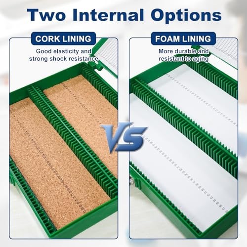 5PCS Plastic Microscope Slide Storage Box, 100-Place Holder with Cork Lining, As