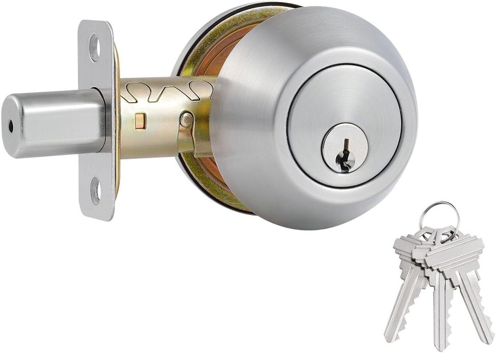 Satin Nickel Single Cylinder Deadbolt Lock - Ultimate Exterior Security Solution