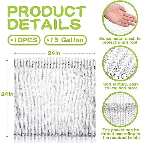 10 Pack 15 Gallon Root Guard Gopher Proof Wire Mesh Basket for Underground