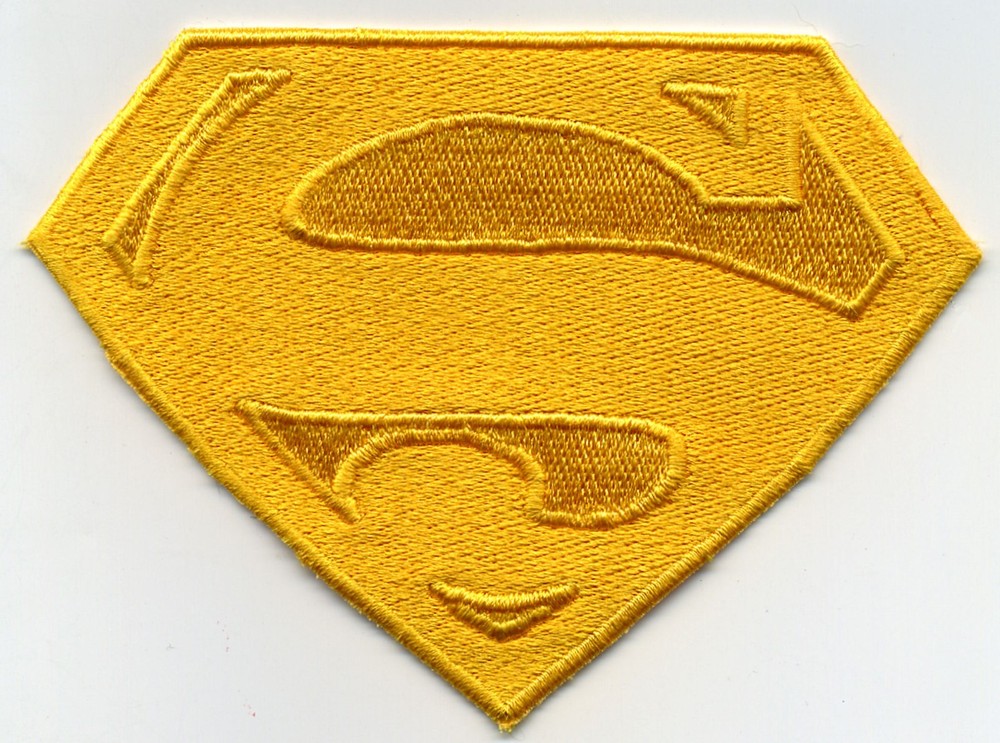 3" x 4" Small, Fully Embroidered Superman Yellow 'S' Logo Iron-on Patch