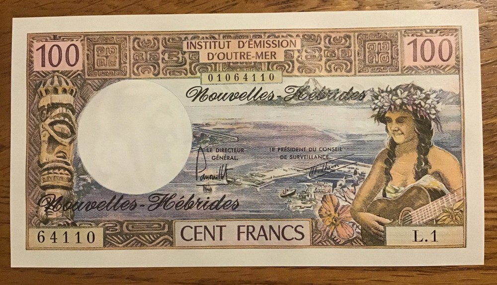 New Hebrides Banknote. 100 Francs. Dated 1977. P18d. Unc.