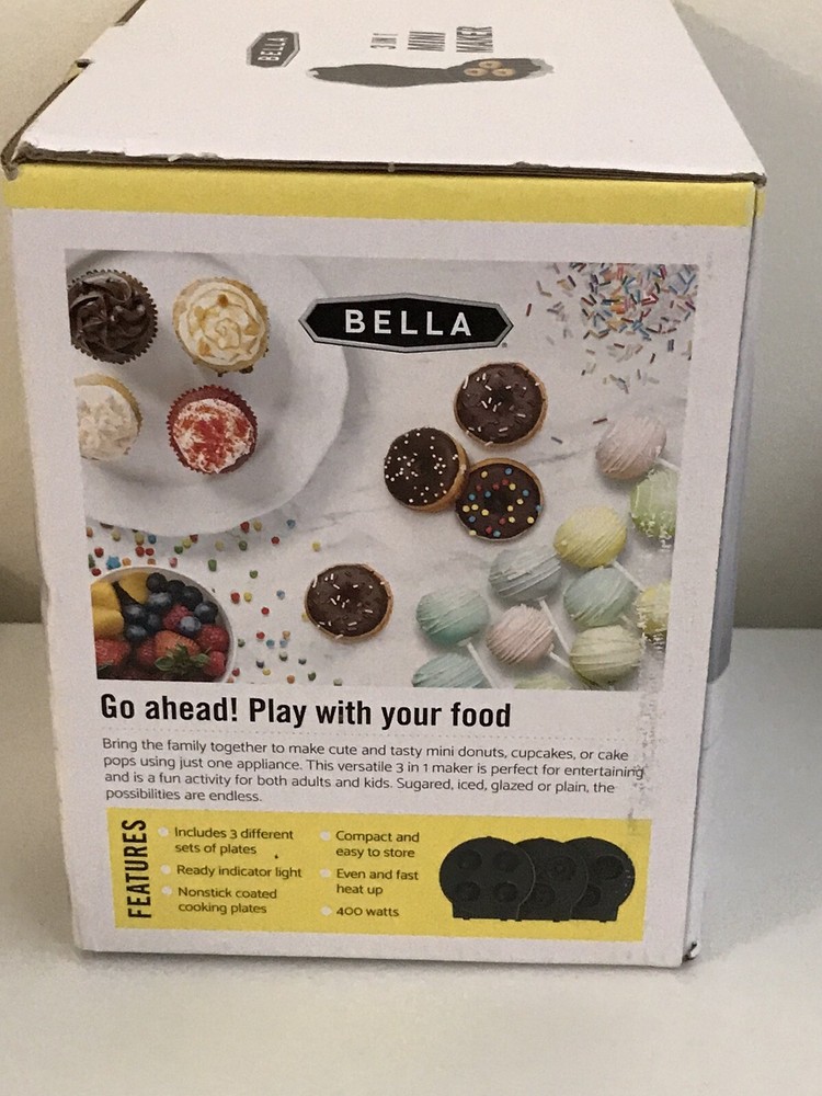 BELLA 3 in 1 Mini Maker, Cupcakes, Donuts And Cake Pops