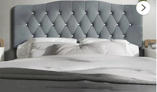 Upholstered Queen Size Headboard Only Gray Adjustable Hgt Diamond Button Tufted