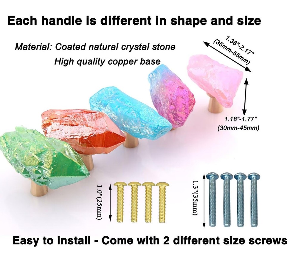 Natural Crystal Stone Cabinet Knobs Decorative Drawer Knobs Handles Gemstone ...