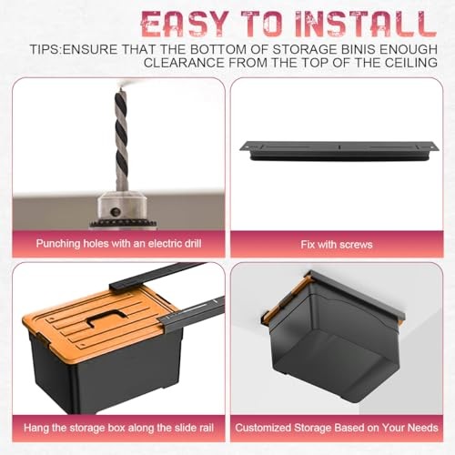 Overhead Garage Storage Rack, Adjustable Ceiling Mounted Garage Organizer, 4pcs