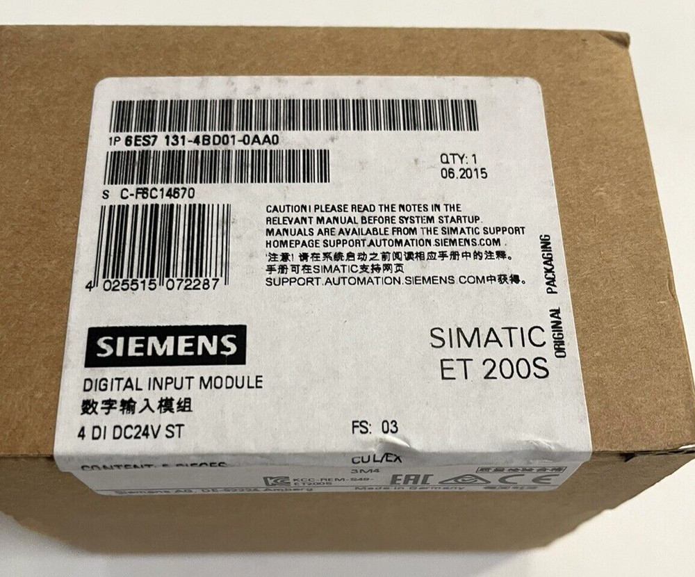 6ES7131-4BD01-0AA0 1PCS NEW SIEMENS DIGITAL INPUT PLC MOUDLE 6ES7131-4BD01-0AA0