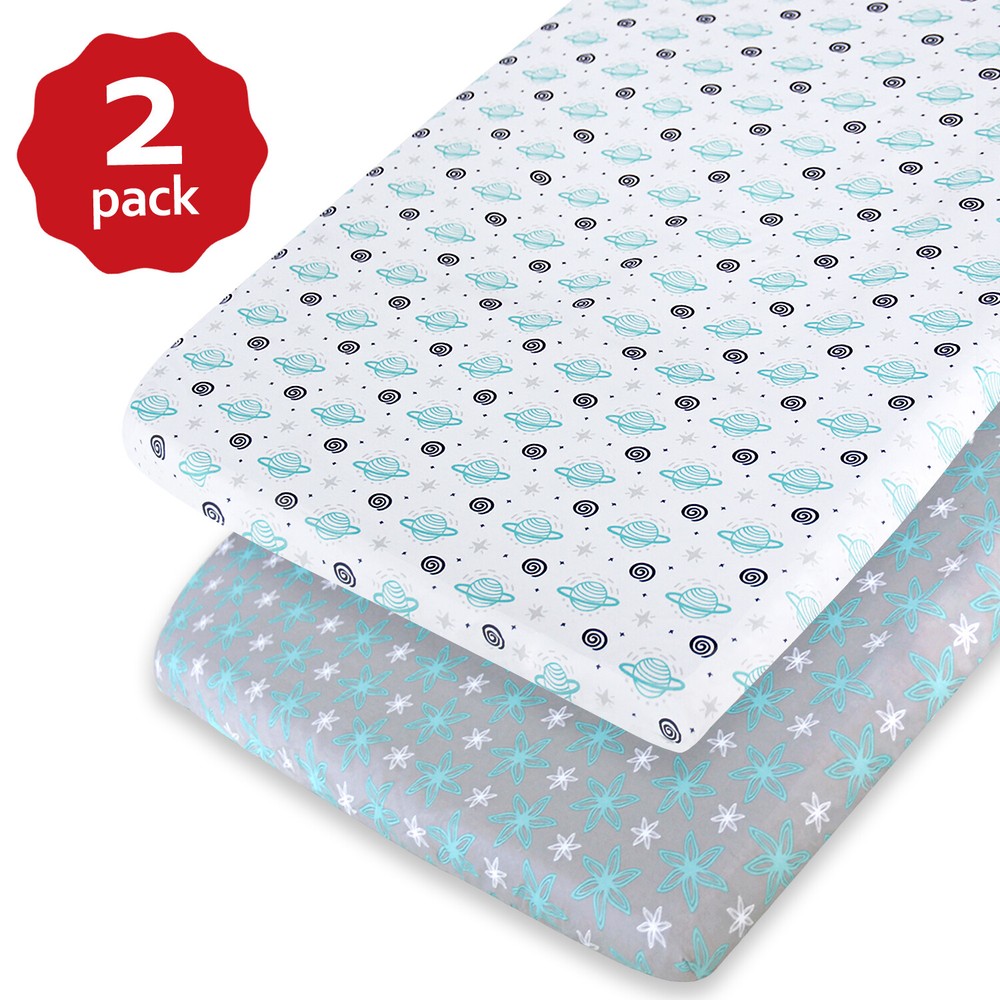 Pack N Play / Playard Sheets Lovely Print Mini Crib Sheets 39"x27" 2 Pack
