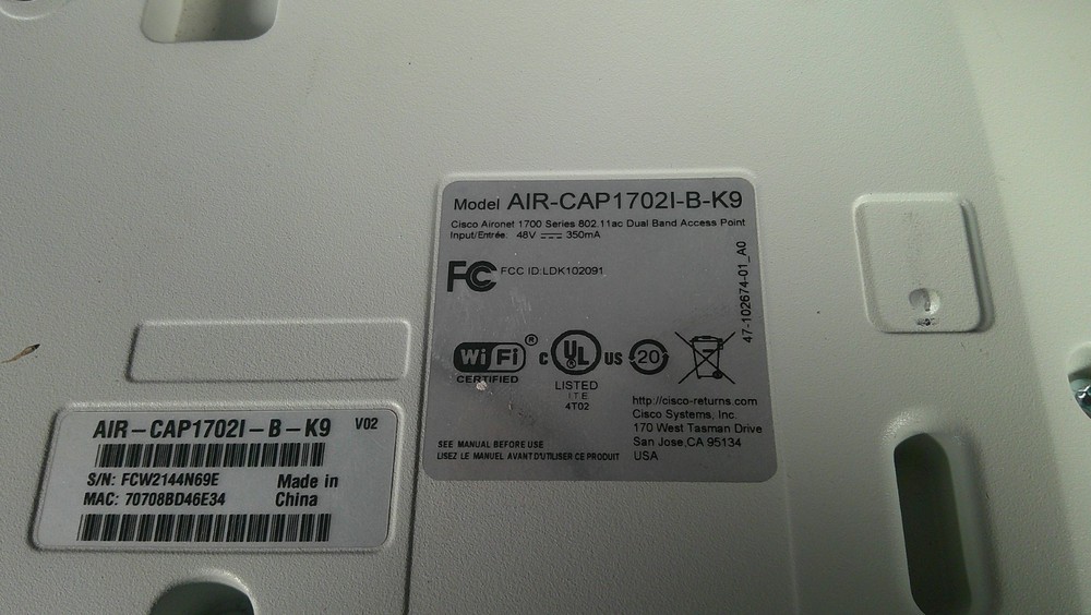 CISCO AIR-CAP1702I-B-K9 USED