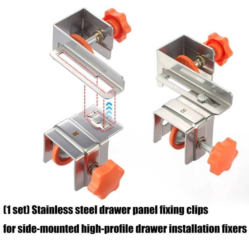 Drawer Panel Stabilizers Clip Drawer Front Installation Clamp Side Mount Design